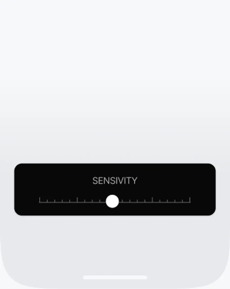 Stud Finder sensitivity slider tuned for drywall, plaster, and brick